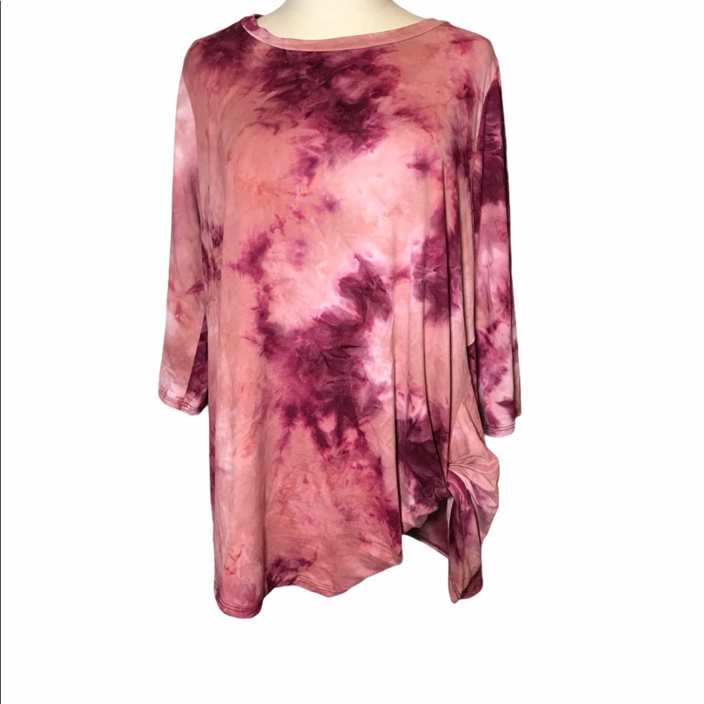 Coco Kelly Plus Size Tie Dye Top Shirt 2X 3/4 Sleeve